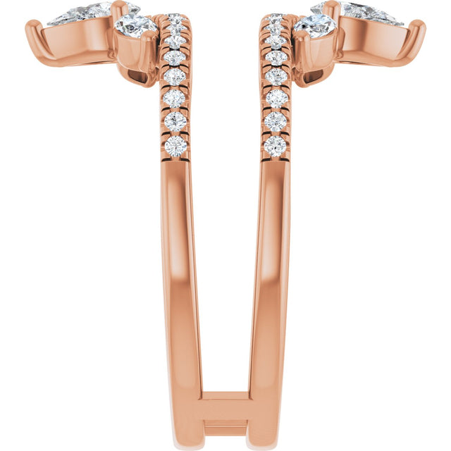 14K Gold Pear Natural Diamond Ring Guard – 4.7x3.1mm - Rose Gold - view 4