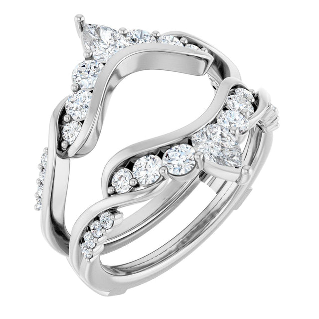 14K Gold Straight Baguette Natural Diamond Ring Guard – 4.7x3.1mm - White Gold