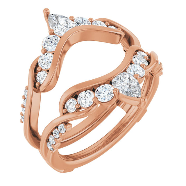 14K Gold Straight Baguette Natural Diamond Ring Guard – 4.7x3.1mm - Rose Gold