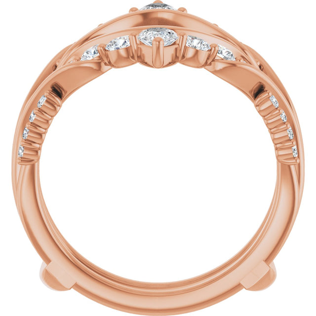 14K Gold Straight Baguette Lab-Grown Diamond Ring Guard – 4.7x3.1mm - Rose Gold - view 2