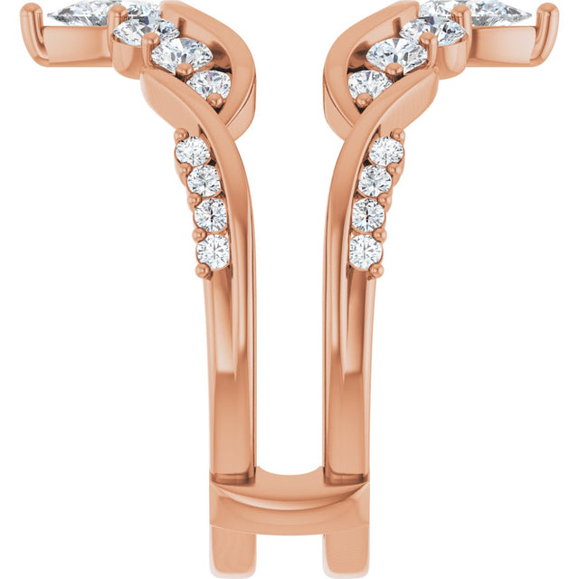 14K Gold Straight Baguette Lab-Grown Diamond Ring Guard – 4.7x3.1mm - Rose Gold - view 4