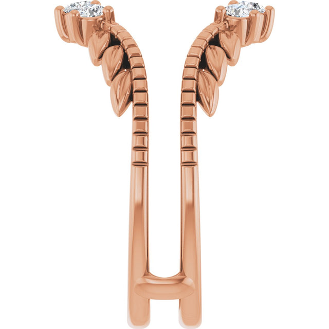 14K Gold Round Lab-Grown Diamond Ring Guard – 2.4mm Stones - Rose Gold - view 4