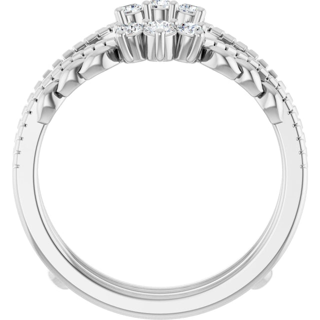 14K Gold Round Lab-Grown Diamond Ring Guard – 2.4mm Stones - White Gold - view 2