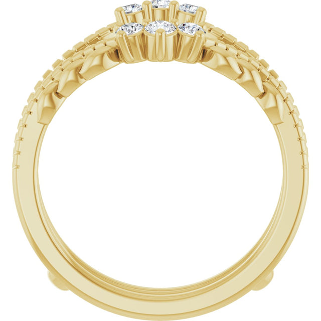 14K Gold Round Lab-Grown Diamond Ring Guard – 2.4mm Stones - Yellow Gold - view 2