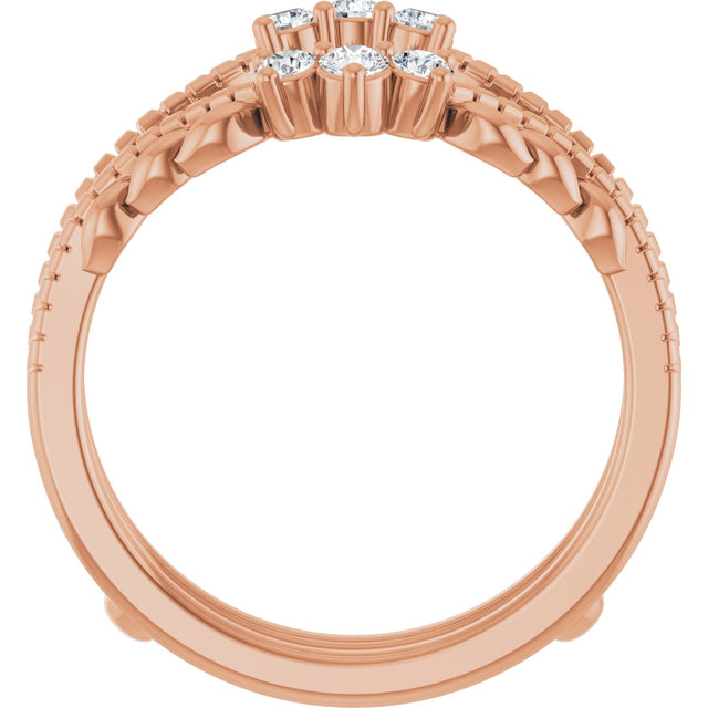 14K Gold Round Lab-Grown Diamond Ring Guard – 2.4mm Stones - Rose Gold - view 2