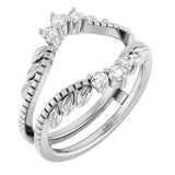 14K Gold Round Natural Diamond Ring Guard – 2.4mm Stones - White Gold