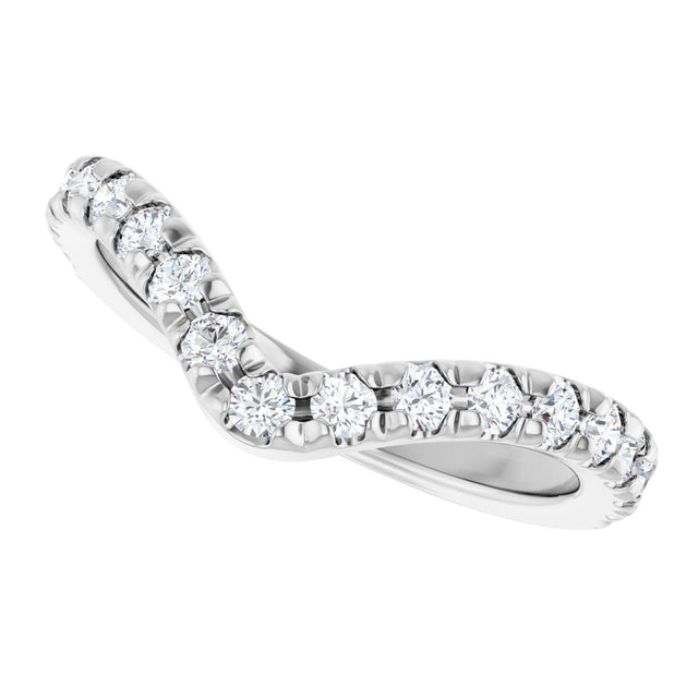 14K Gold Round Lab-Grown Diamond Accented Contour Band – 1.3-2mm Stones - White Gold - view 5