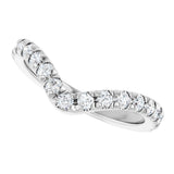 Platinum Round Natural Diamond Accented Contour Band – 1.3-2mm Stones - view 5