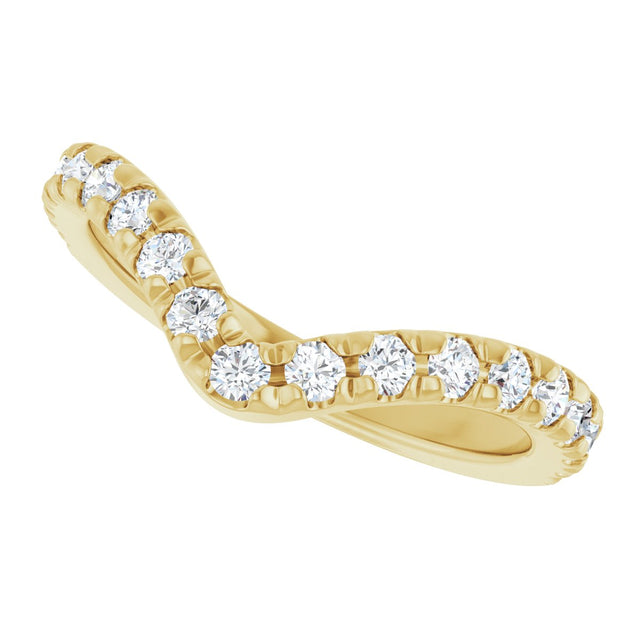 14K Gold Round Lab-Grown Diamond Accented Contour Band – 1.3-2mm Stones - Yellow Gold - view 5