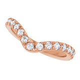 14K Gold Round Lab-Grown Diamond Accented Contour Band – 1.3-2mm Stones - Rose Gold - view 5