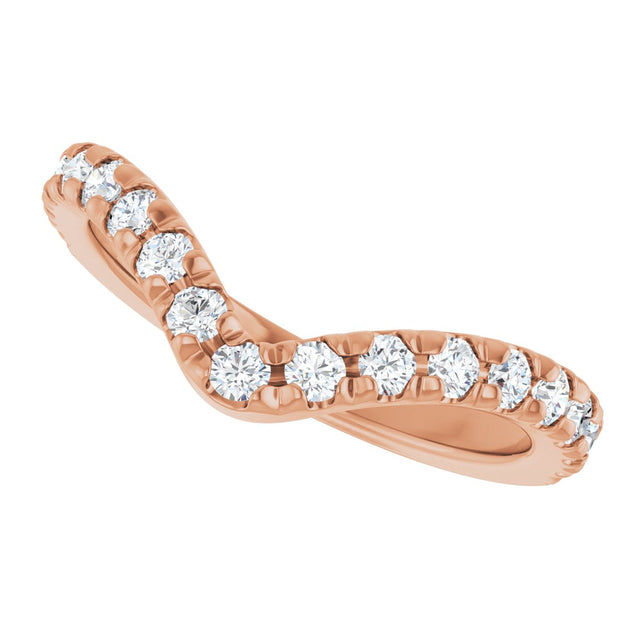 14K Gold Round Lab-Grown Diamond Accented Contour Band – 1.3-2mm Stones - Rose Gold - view 5