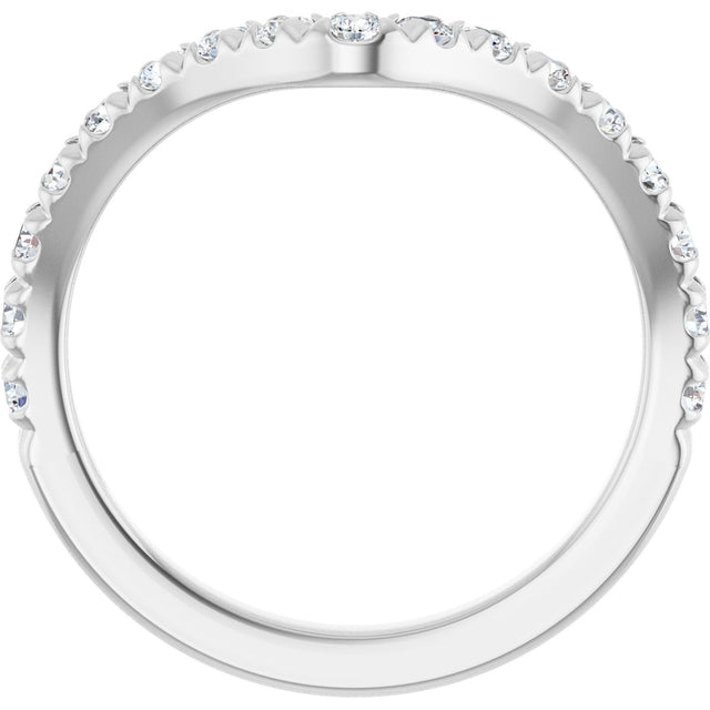 14K Gold Round Lab-Grown Diamond Accented Contour Band – 1.3-2mm Stones - White Gold - view 2