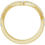 14K Gold Round Lab-Grown Diamond Accented Contour Band – 1.3-2mm Stones - Yellow Gold - view 2