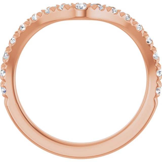 14K Gold Round Lab-Grown Diamond Accented Contour Band – 1.3-2mm Stones - Rose Gold - view 2