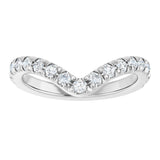 Platinum Round Natural Diamond Accented Contour Band – 1.3-2mm Stones - view 3