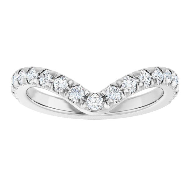 Platinum Round Natural Diamond Accented Contour Band – 1.3-2mm Stones - view 3