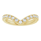 14K Gold Round Natural Diamond Accented Contour Band – 1.3-2mm Stones - Yellow Gold - view 3