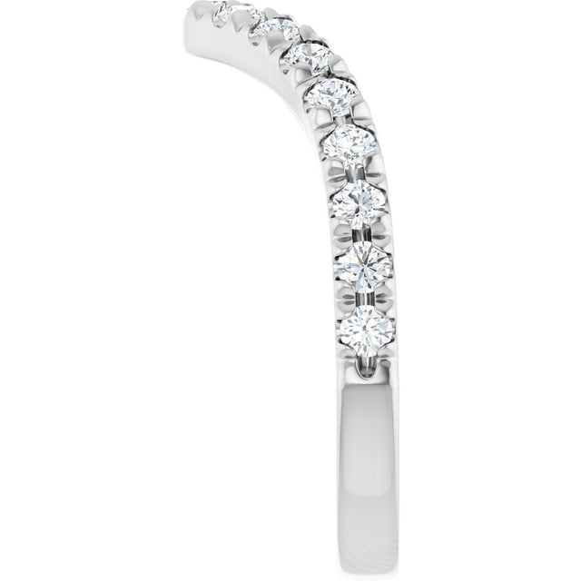 Platinum Round Natural Diamond Accented Contour Band – 1.3-2mm Stones - view 4