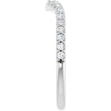 14K Gold Round Lab-Grown Diamond Accented V Contour Band - White Gold - view 4