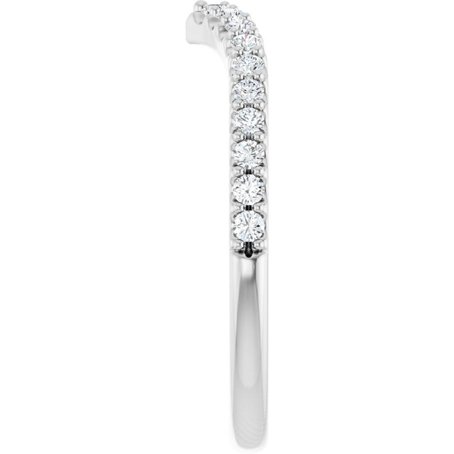 Platinum Round Lab-Grown Diamond Accented V Contour Band - view 4