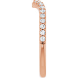 14K Gold Round Lab-Grown Diamond Accented V Contour Band - Rose Gold - view 4