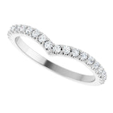 Platinum Round Natural Diamond Accented V Contour Band - view 5