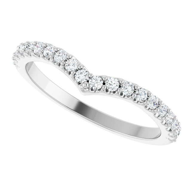 Platinum Round Natural Diamond Accented V Contour Band - view 5