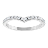 Platinum Round Lab-Grown Diamond Accented V Contour Band - view 3