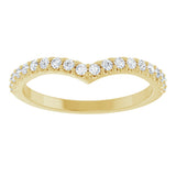 14K Gold Round Lab-Grown Diamond Accented V Contour Band - Yellow Gold - view 3