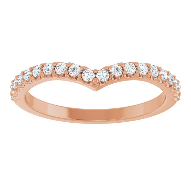 14K Gold Round Natural Diamond Accented V Contour Band - Rose Gold - view 3