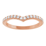 14K Gold Round Lab-Grown Diamond Accented V Contour Band - Rose Gold - view 3