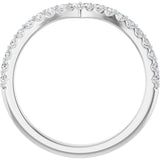 Platinum Round Lab-Grown Diamond Accented V Contour Band - view 2