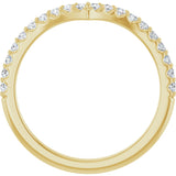 14K Gold Round Lab-Grown Diamond Accented V Contour Band - Yellow Gold - view 2