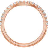14K Gold Round Lab-Grown Diamond Accented V Contour Band - Rose Gold - view 2