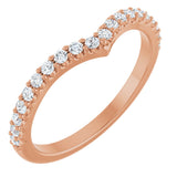 14K Gold Round Lab-Grown Diamond Accented V Contour Band - Rose Gold