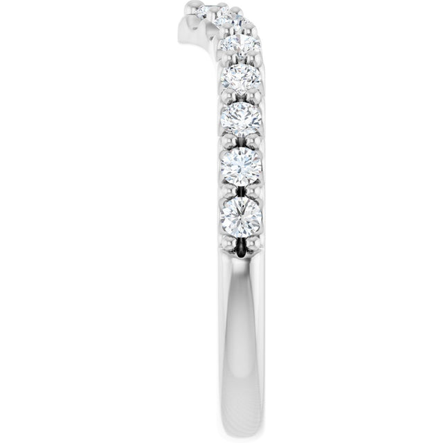 Platinum Round Natural Diamond Accented V Contour Band - view 4