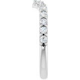 14K Gold Round Lab-Grown Diamond Accented V Contour Band - White Gold - view 4