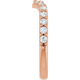 14K Gold Round Natural Diamond Accented V Contour Band - Rose Gold - view 4