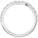 Platinum Round Natural Diamond Accented V Contour Band - view 2