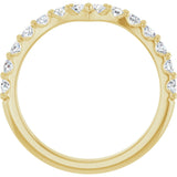 14K Gold Round Natural Diamond Accented V Contour Band - Yellow Gold - view 2