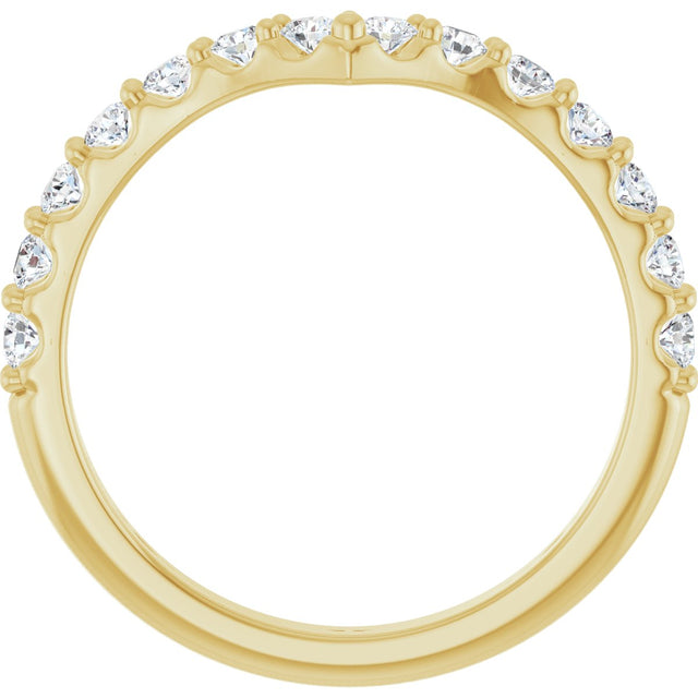 14K Gold Round Natural Diamond Accented V Contour Band - Yellow Gold - view 2