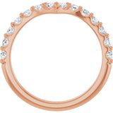 14K Gold Round Lab-Grown Diamond Accented V Contour Band - Rose Gold - view 2