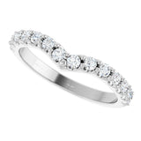 Platinum Round Natural Diamond Accented V Contour Band - view 5