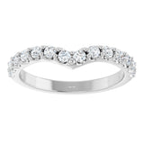 Platinum Round Lab-Grown Diamond Accented V Contour Band - view 3