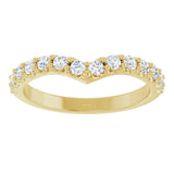 14K Gold Round Lab-Grown Diamond Accented V Contour Band - Yellow Gold - view 3