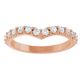 14K Gold Round Natural Diamond Accented V Contour Band - Rose Gold - view 3