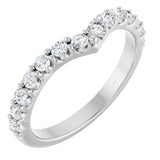 Platinum Round Natural Diamond Accented V Contour Band