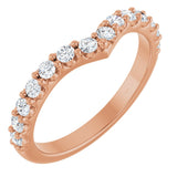 14K Gold Round Lab-Grown Diamond Accented V Contour Band - Rose Gold