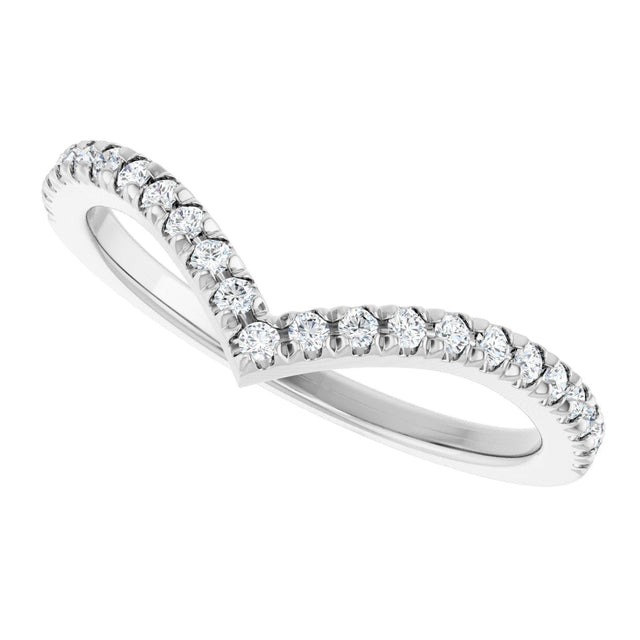 Platinum Round Natural Diamond V Contour Band – 1.3-3mm Stones - view 5