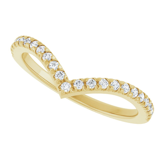 14K Gold Round Lab-Grown Diamond V Contour Band – 1.3-3mm Stones - Yellow Gold - view 5